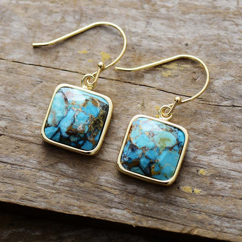 Square Copper Drop Earrings - alternate earring view