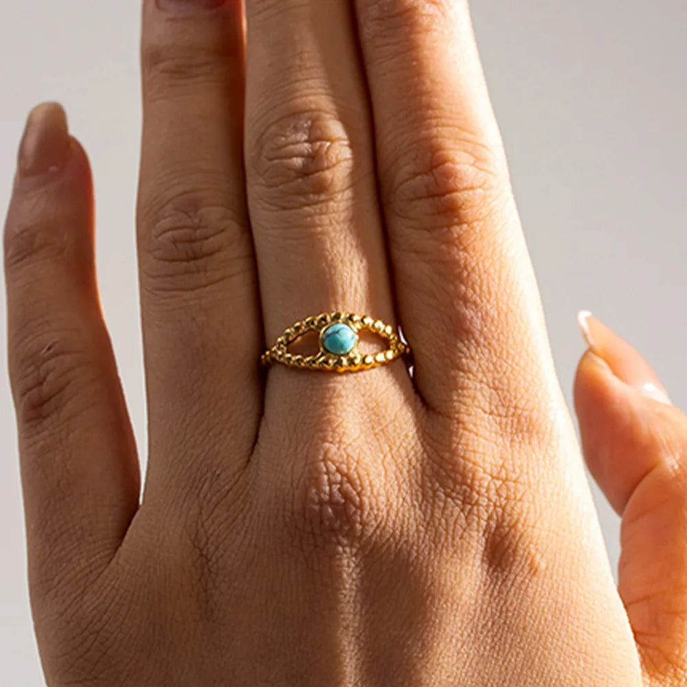 Turquoise Eye Design Ring - alternate ring view