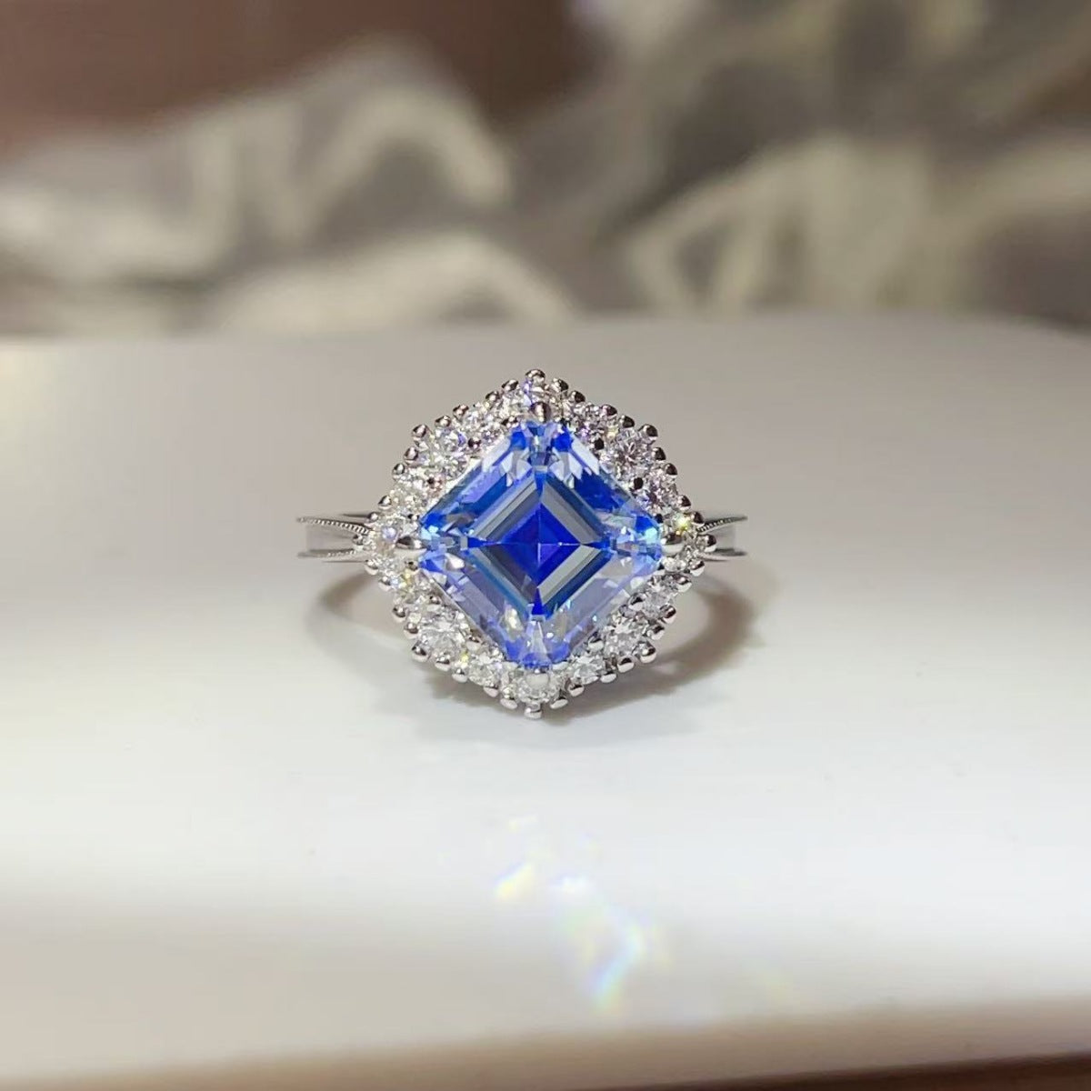 3 Carat Moissanite Sterling Silver Ring in Silver - women's ring
