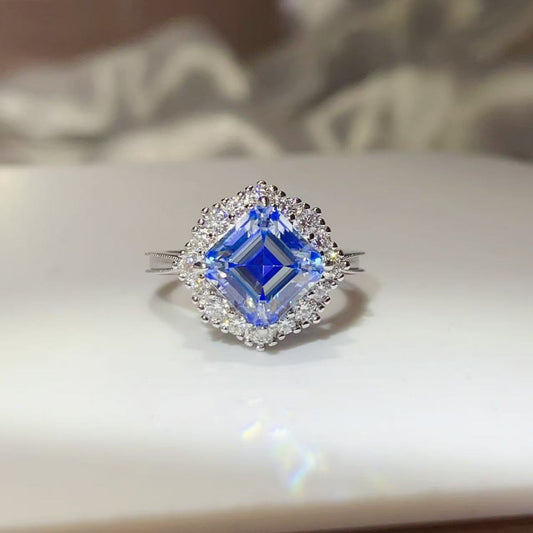 3 Carat Moissanite Sterling Silver Ring in Silver - women's ring