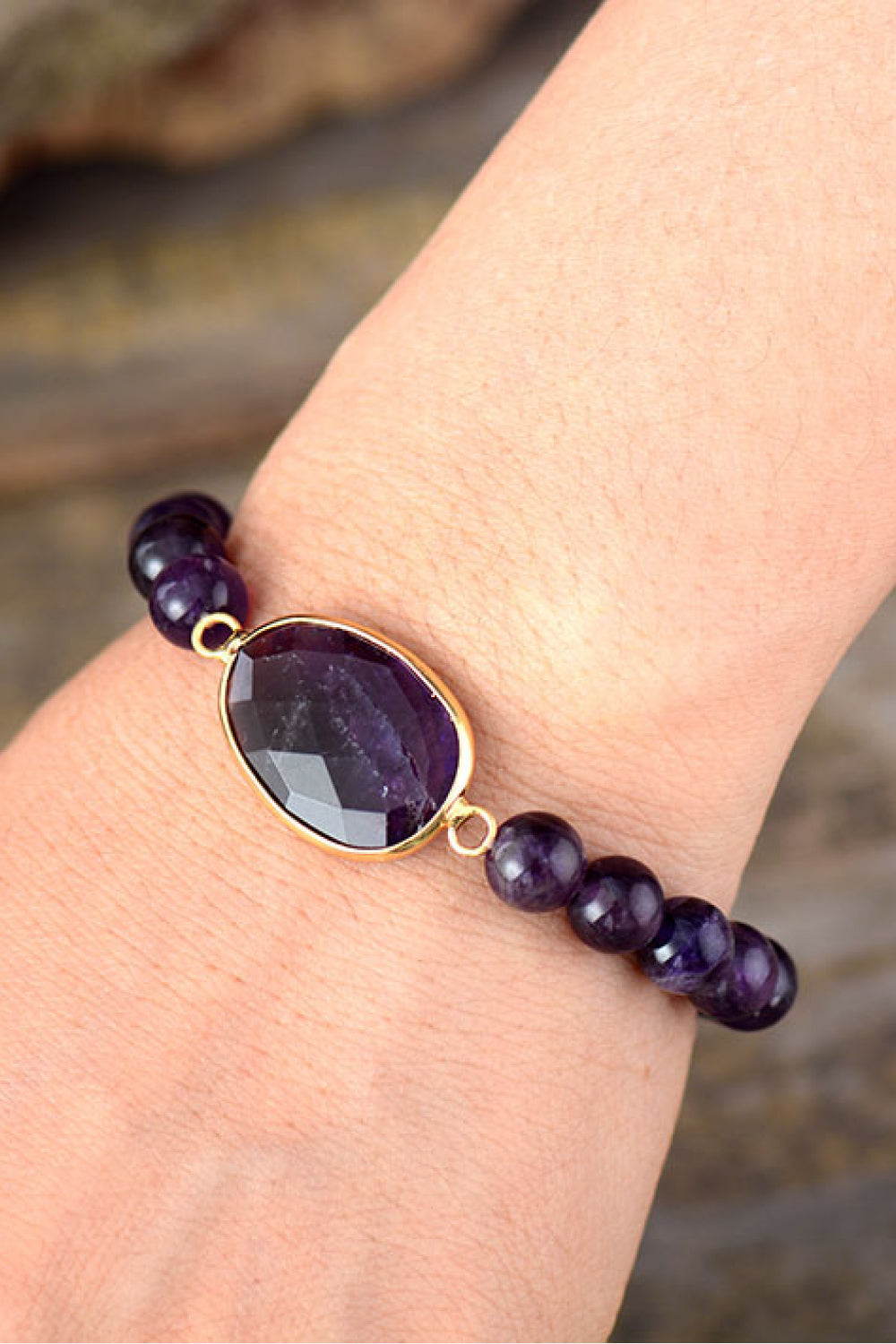 Handmade Amethyst Beaded Bracelet - alternate jewelry view