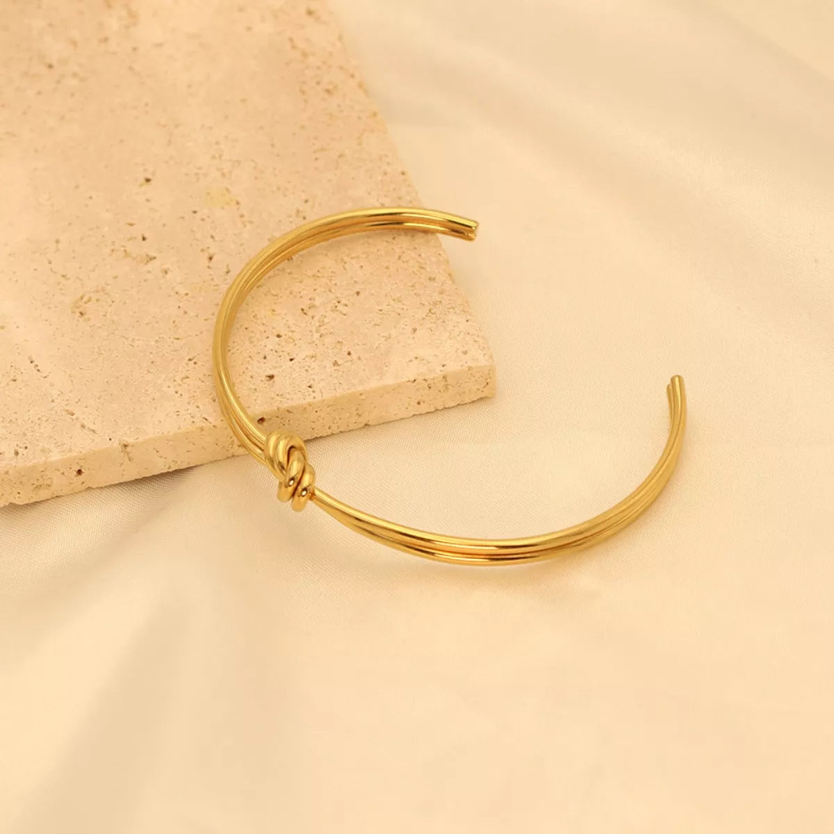 18K Gold-Plated Knot Open Bracelet - alternate jewelry view