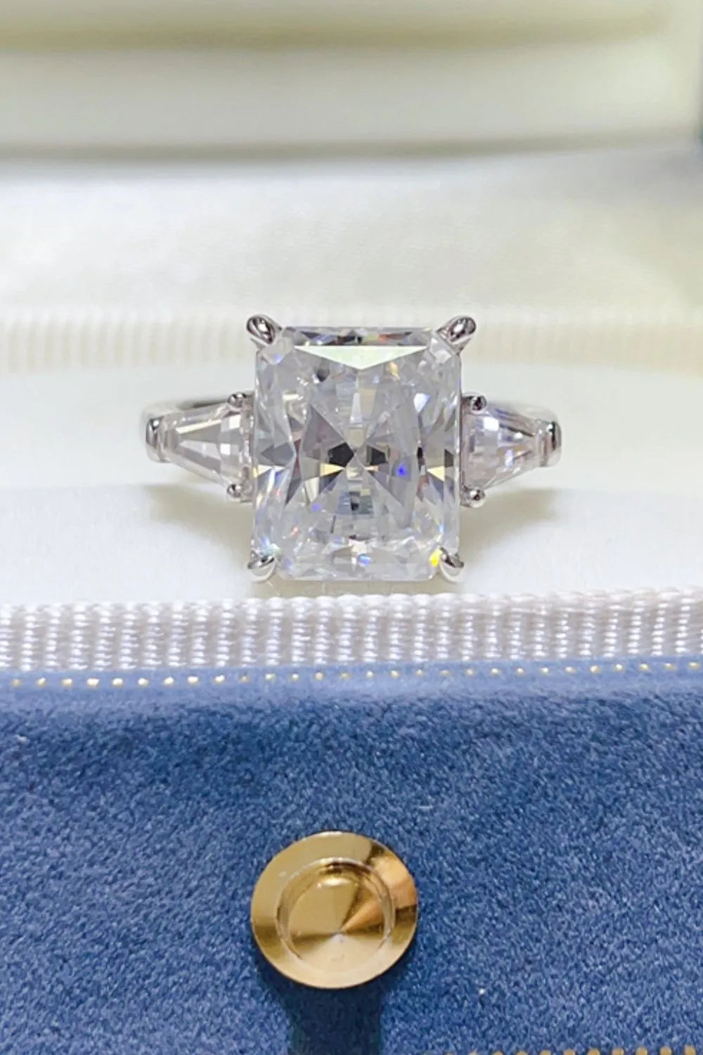 5 Carat Moissanite Sterling Silver Ring in Silver - women's ring