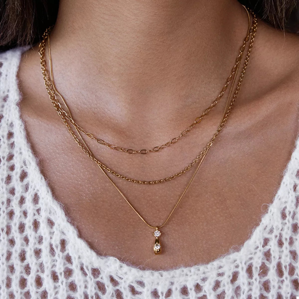Three Layered Pendant Necklace - alternate necklace view