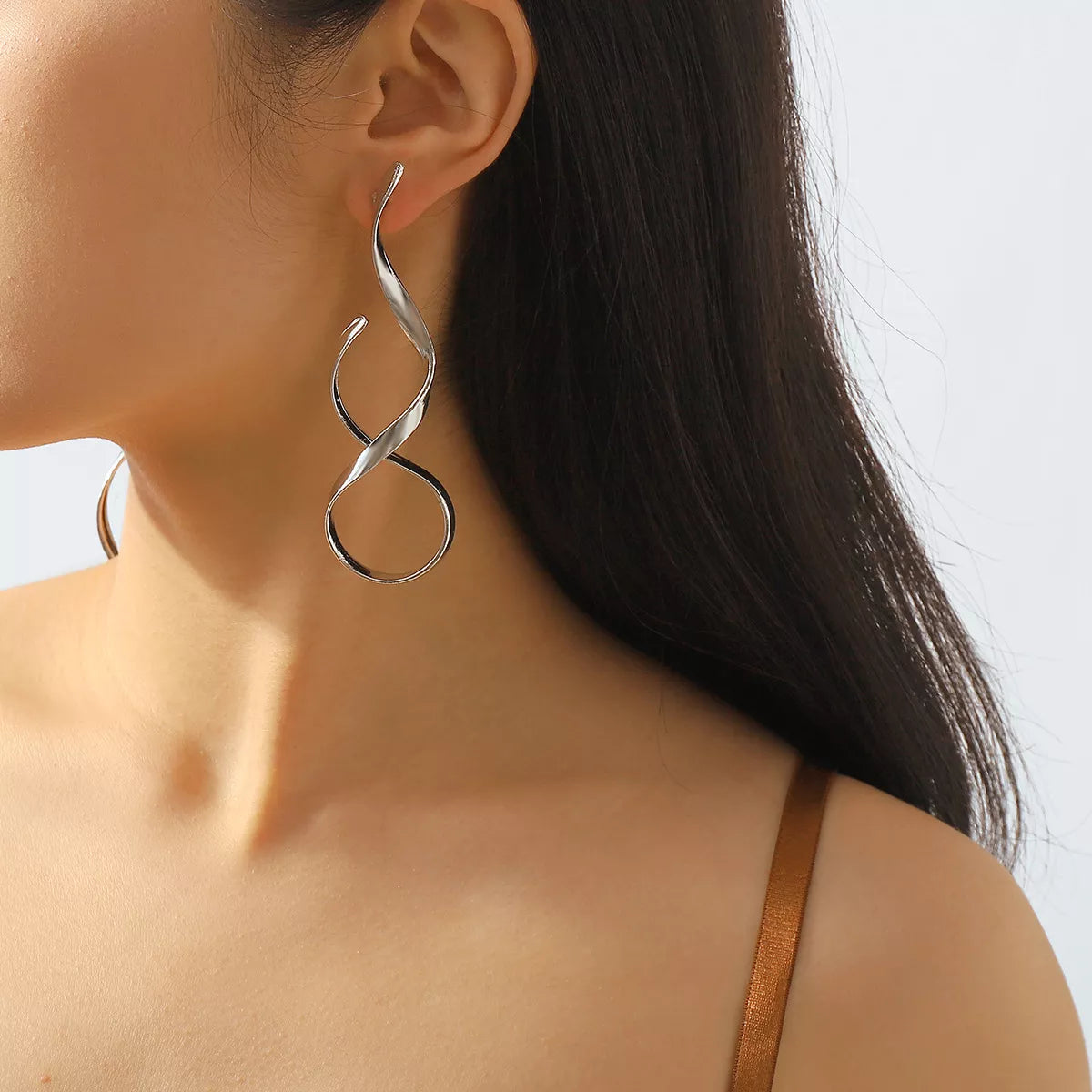 Alloy Spiral Drop Earrings - alternate earring view