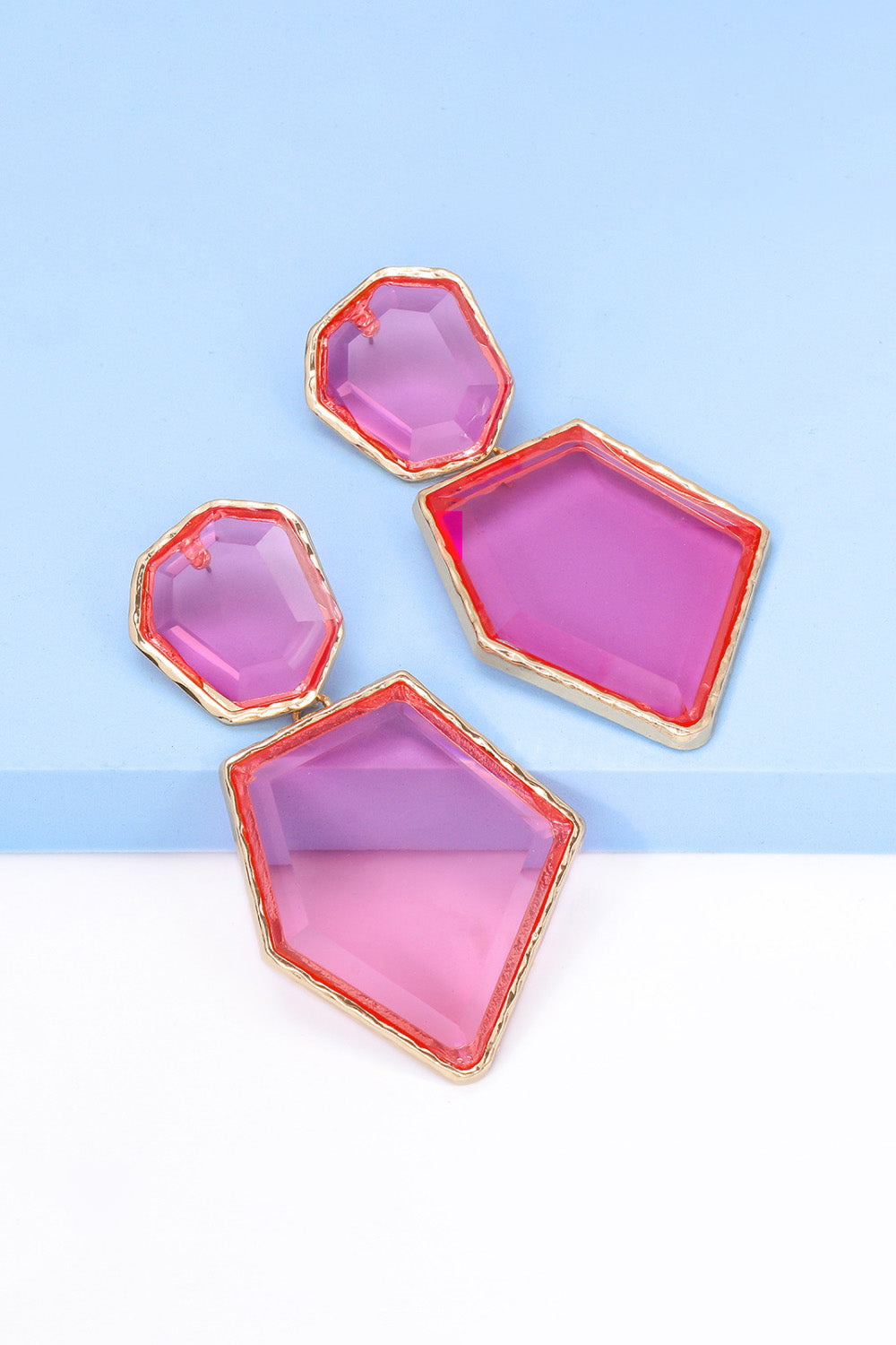 Geometric Shape Zinc Alloy Frame Resin Dangle Earrings in White - women's dangle earrings