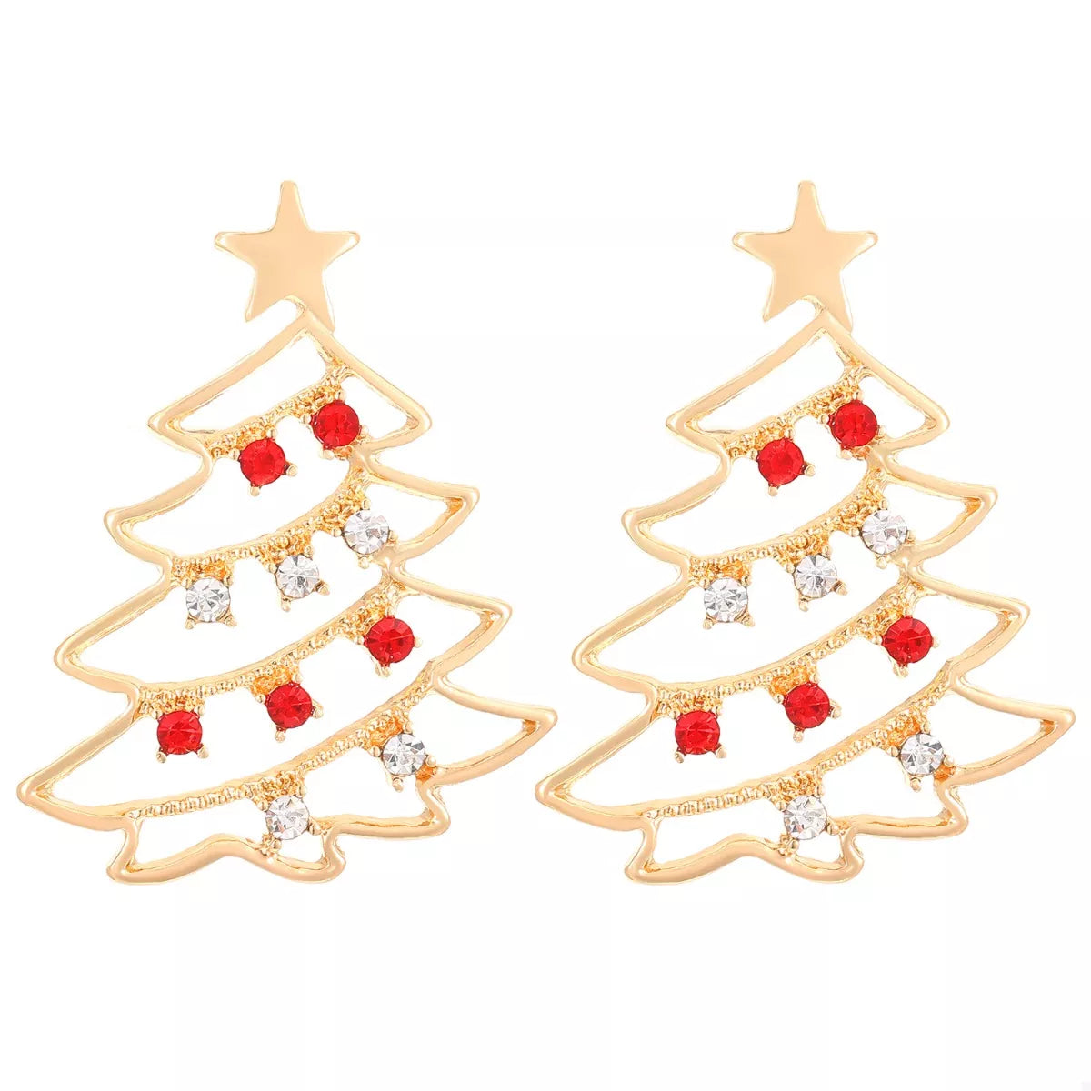 18K Gold-Plated Christmas Tree Earrings - alternate earring view