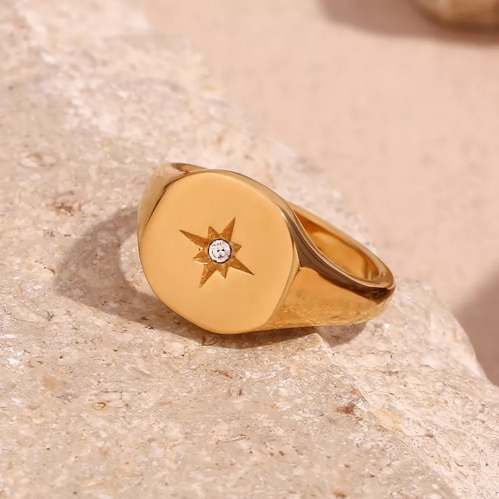 Minimalist North Star Signet Ring - alternate ring view