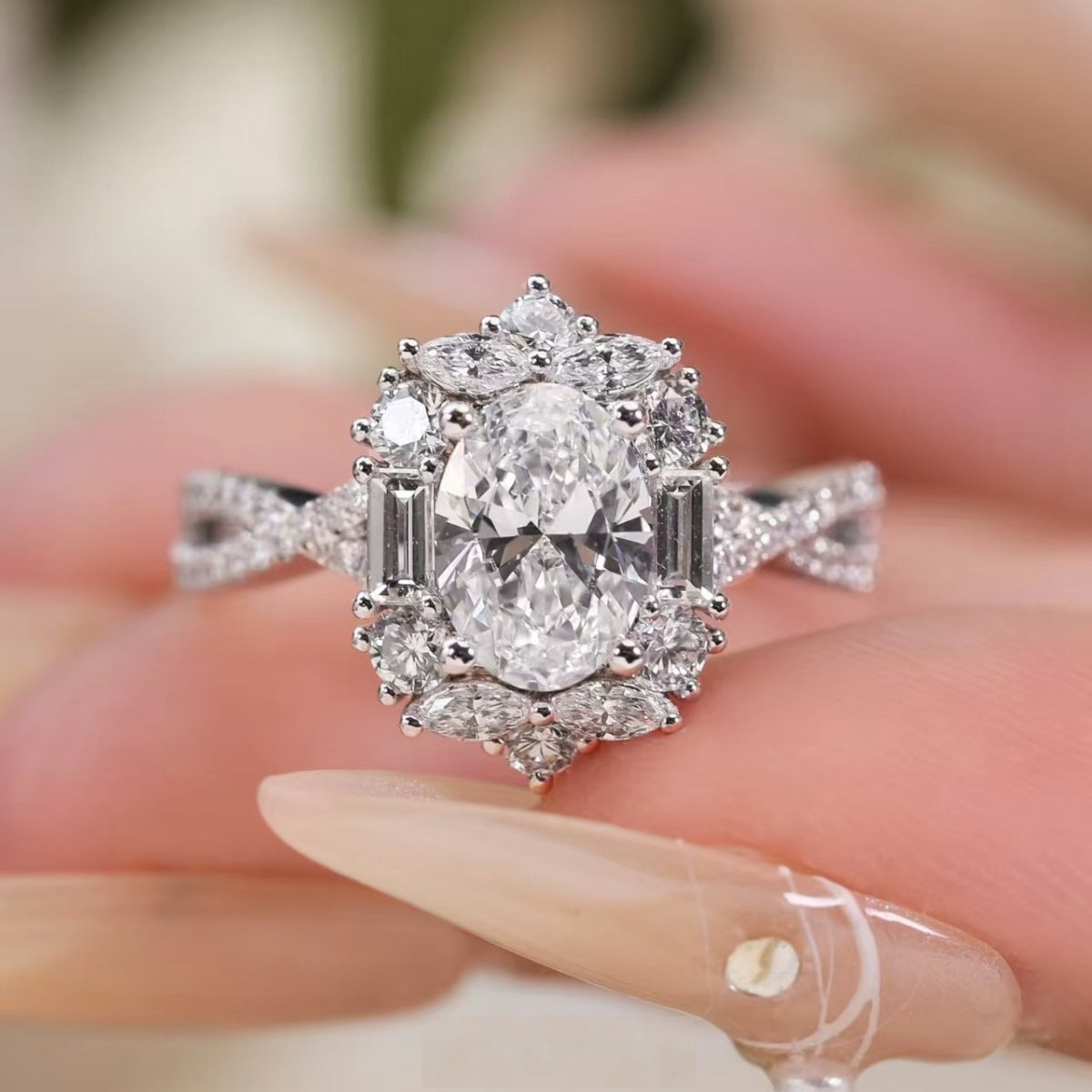 1 Carat Moissanite Sterling Silver Ring in Silver - women's ring