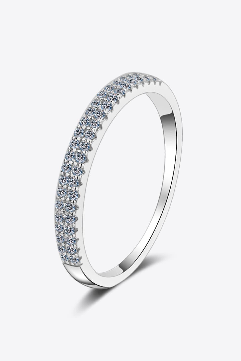 Moissanite Sterling Silver Half-Eternity Ring - alternate ring view