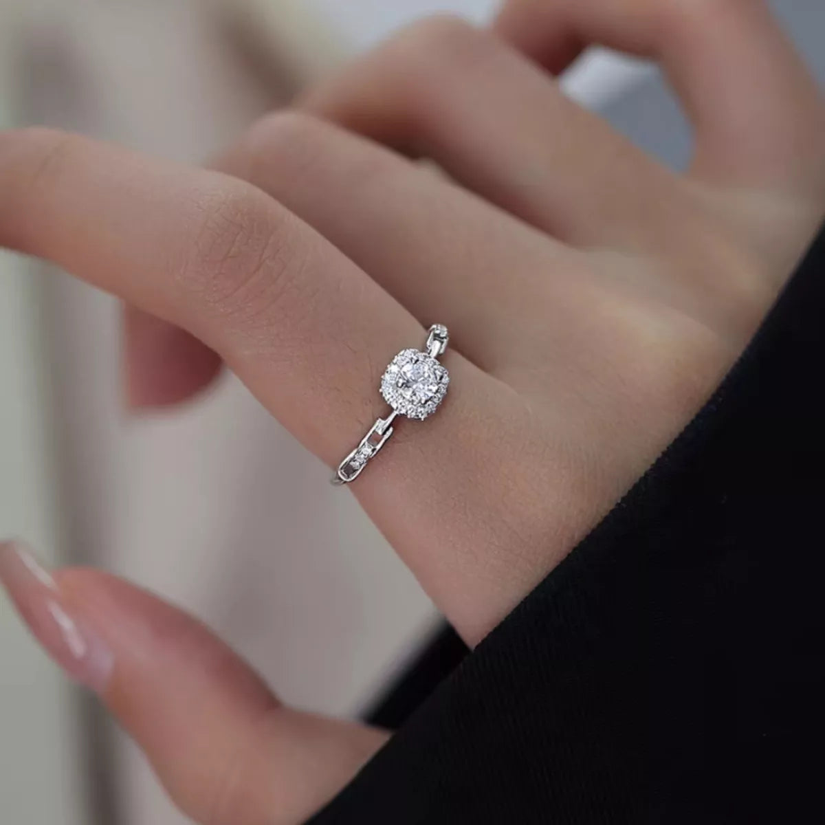 Sterling Silver Zircon Ring - alternate ring view
