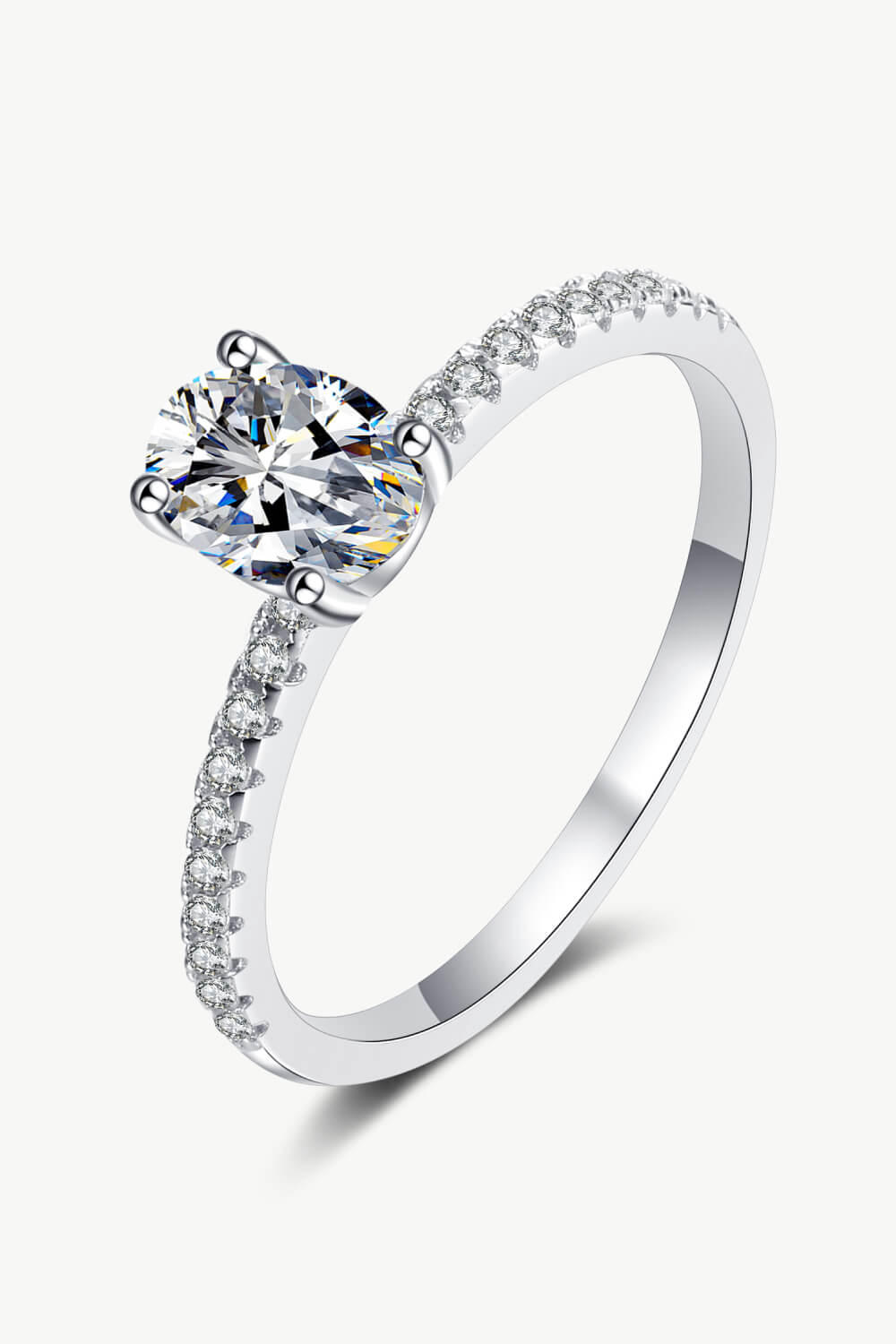Sterling Silver Inlaid 1 Carat Moissanite Ring in Silver - women's ring