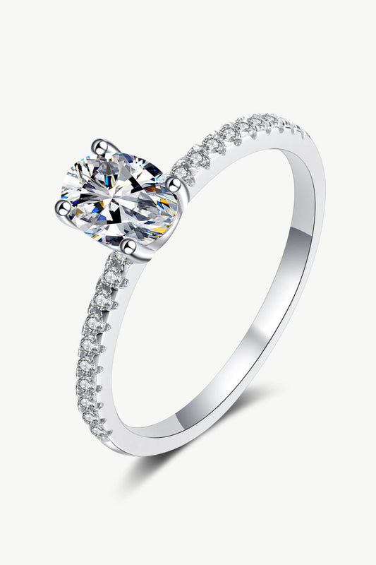 Sterling Silver Inlaid 1 Carat Moissanite Ring in Silver - women's ring