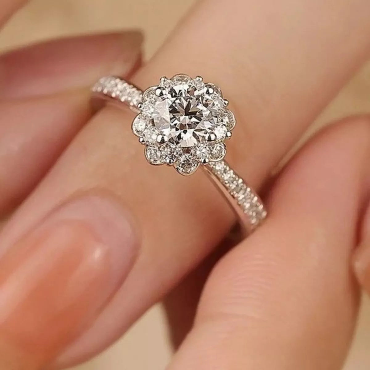 1 Carat Sterling Silver Moissanite Ring in Silver - women's ring