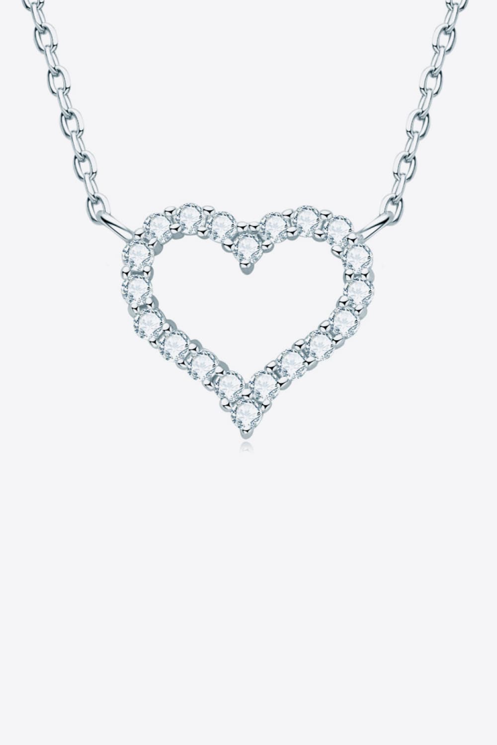 Adored Moissanite Platinum-Plated Heart Necklace - alternate necklace view