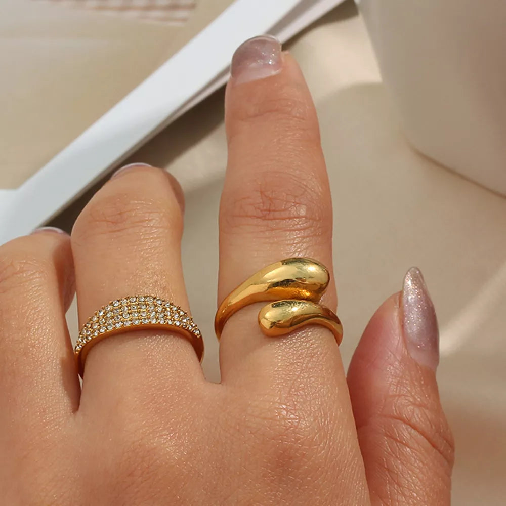 18K Gold-Plated Bypass Ring in Gold - women's ring