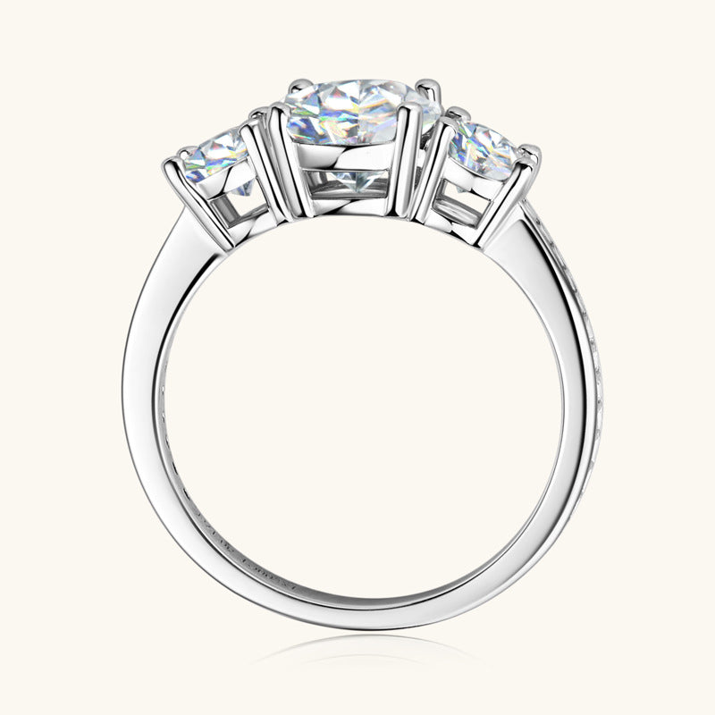 3 Carat Moissanite Sterling Silver Ring in Silver - women's ring