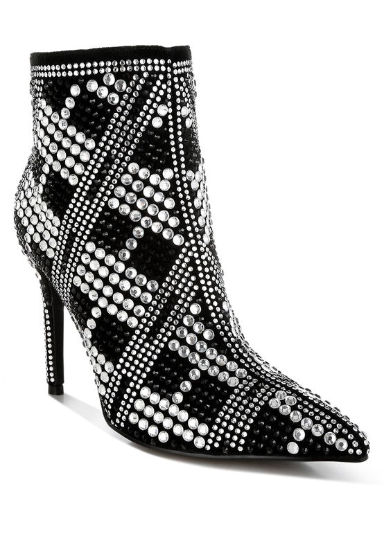 Rhinestones Studded Stiletto Boots