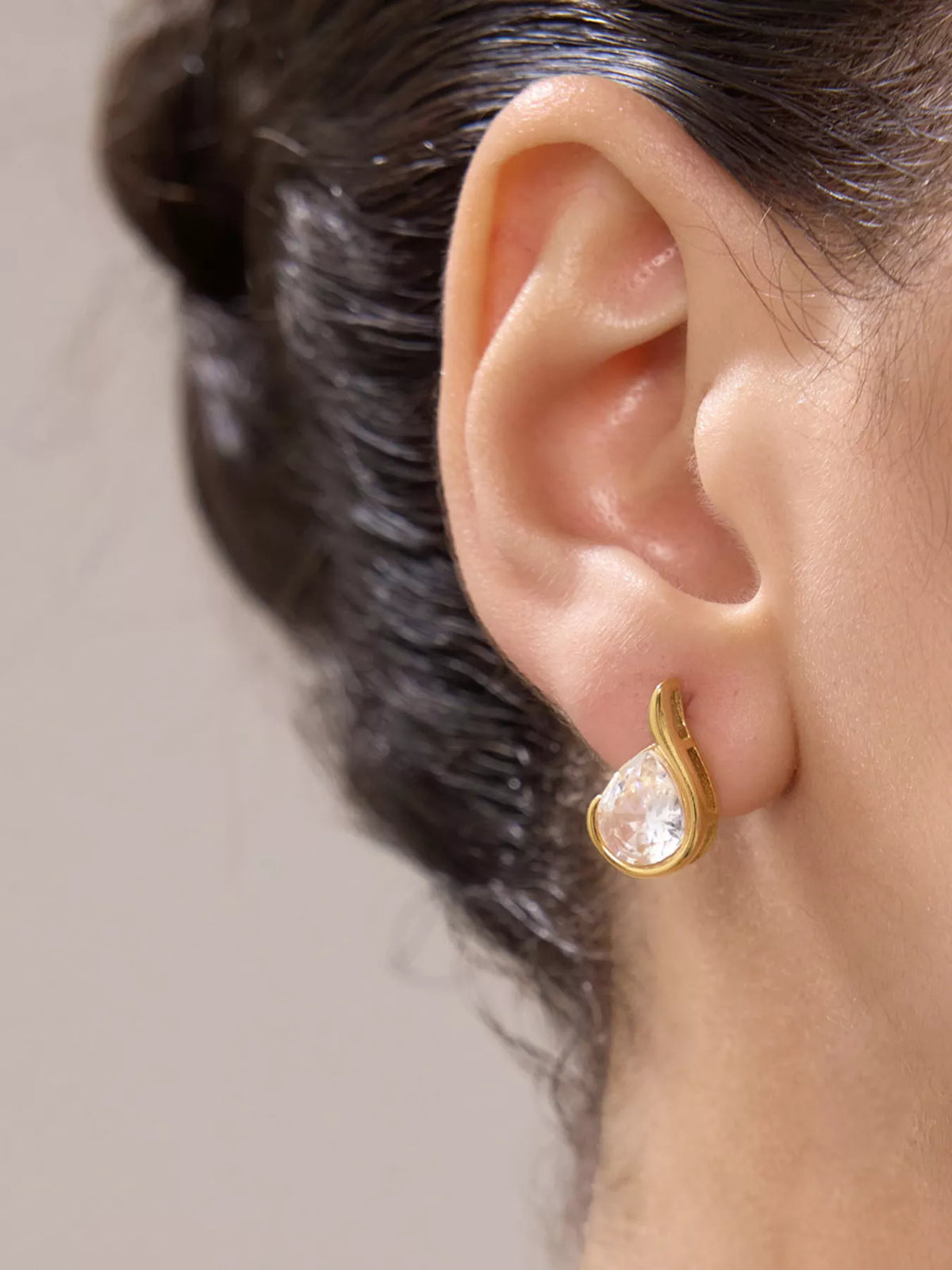 Teardrop Stud Earrings - alternate earring view
