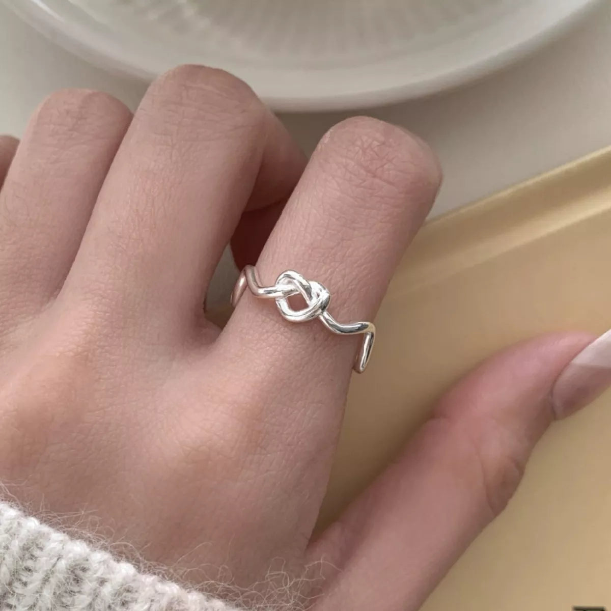 Lightweight Knot Open Ring in Silver - women's open ring