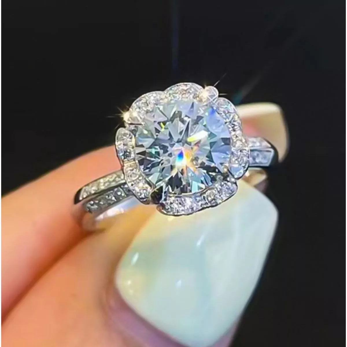 1 Carat Sterling Silver Moissanite Ring - alternate ring view