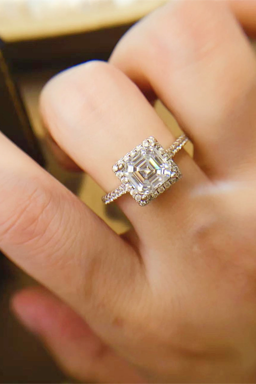 2 Carat Moissanite Sterling Silver Ring in Silver - women's ring