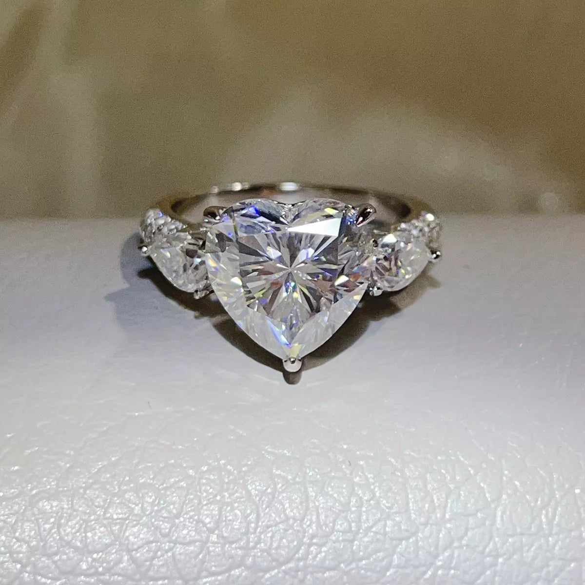 6 Carat Sterling Silver Moissanite Heart Ring in Silver - women's ring