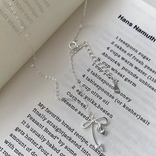 Bowknot Pendant Necklace in Silver - women's pendant necklace