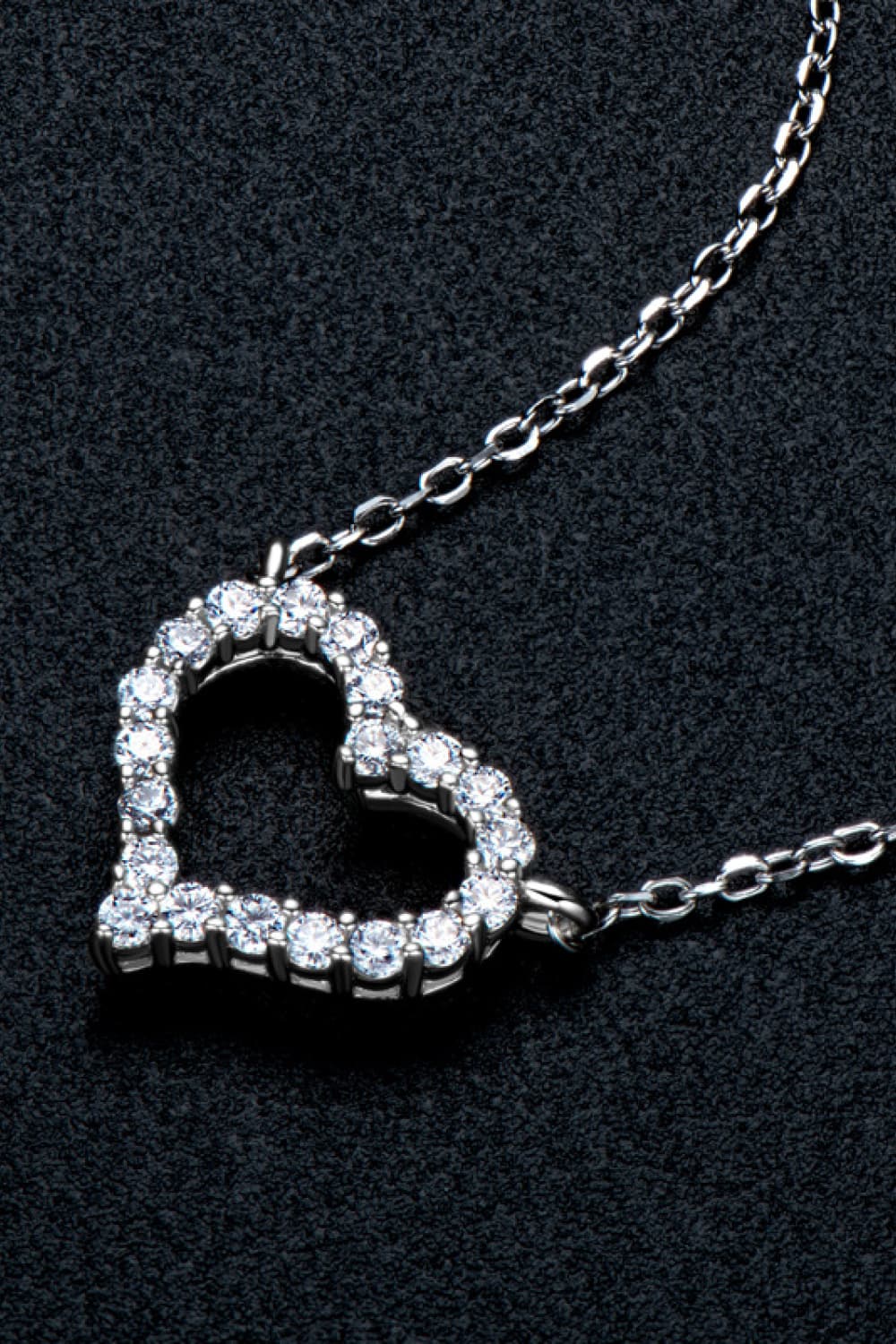 Adored Moissanite Platinum-Plated Heart Necklace - alternate necklace view