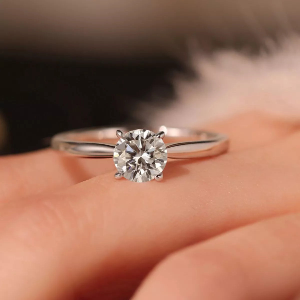 1 Carat Sterling Silver Moissanite Ring - alternate ring view