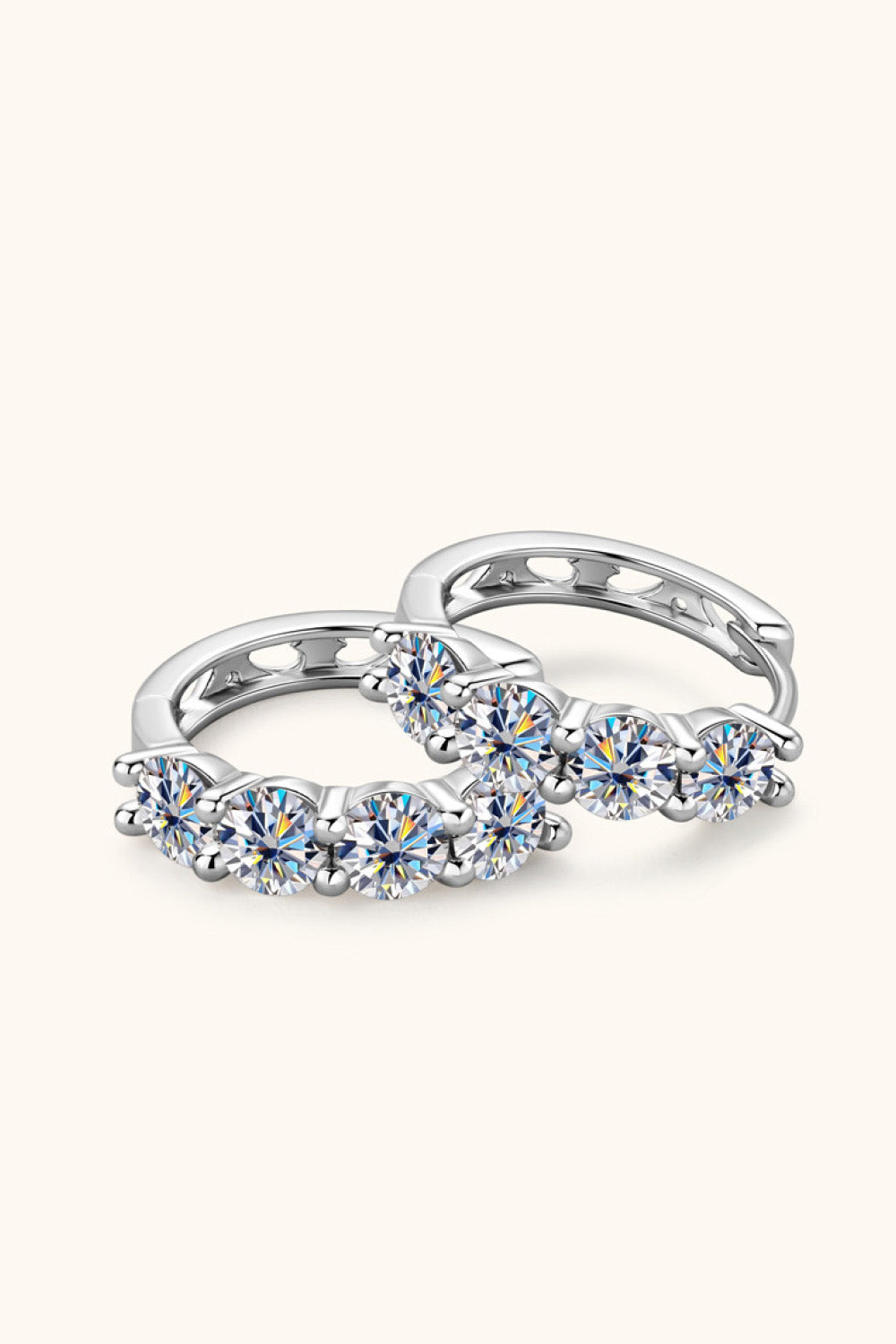 2.4 Carat Moissanite Huggie Earrings - alternate earring view