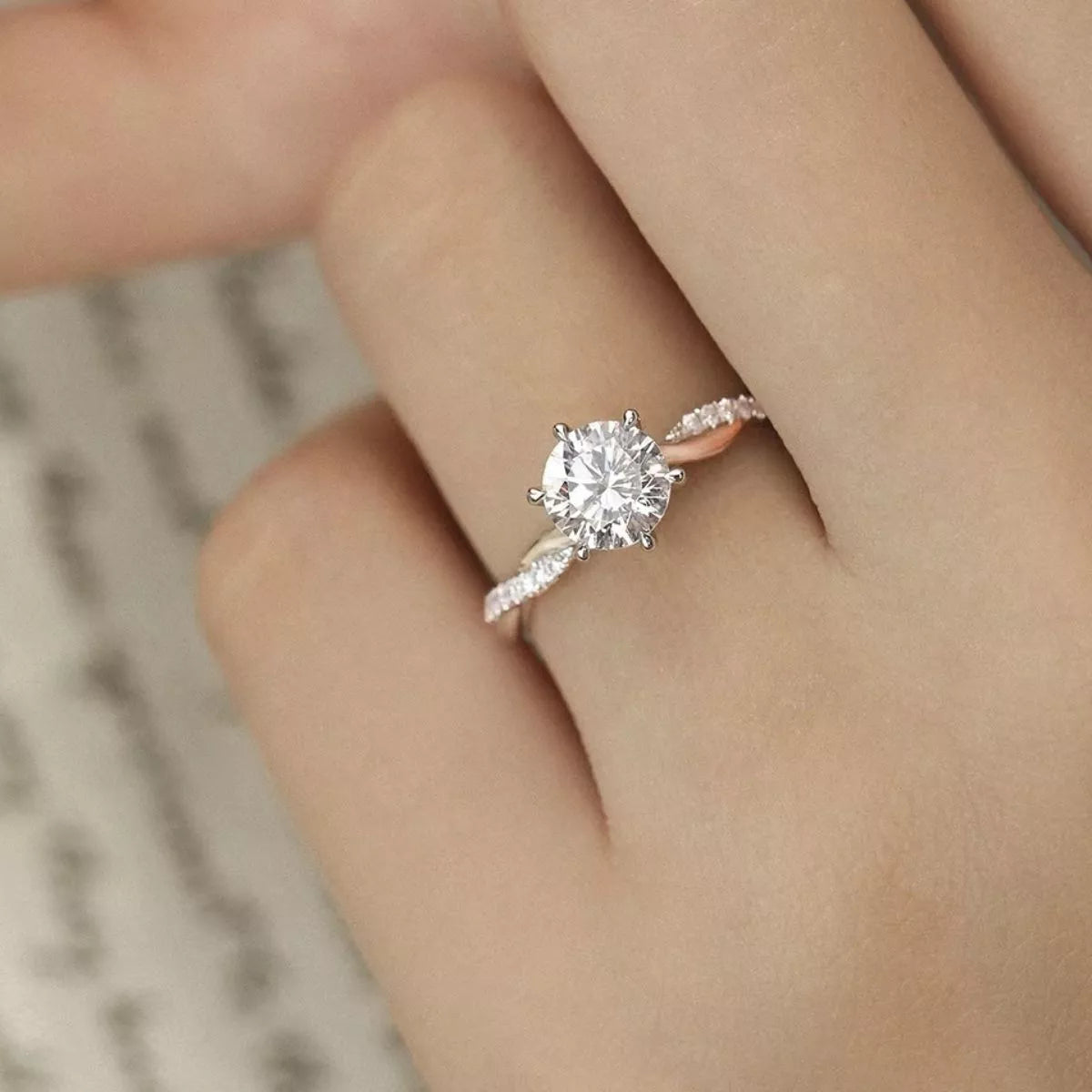 1 Carat Sterling Silver Moissanite Ring - alternate ring view