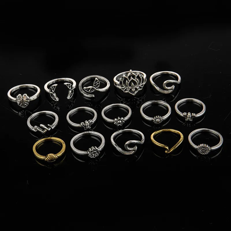 Alloy Multi Shapes 15-Piece Ring Set - alternate ring view