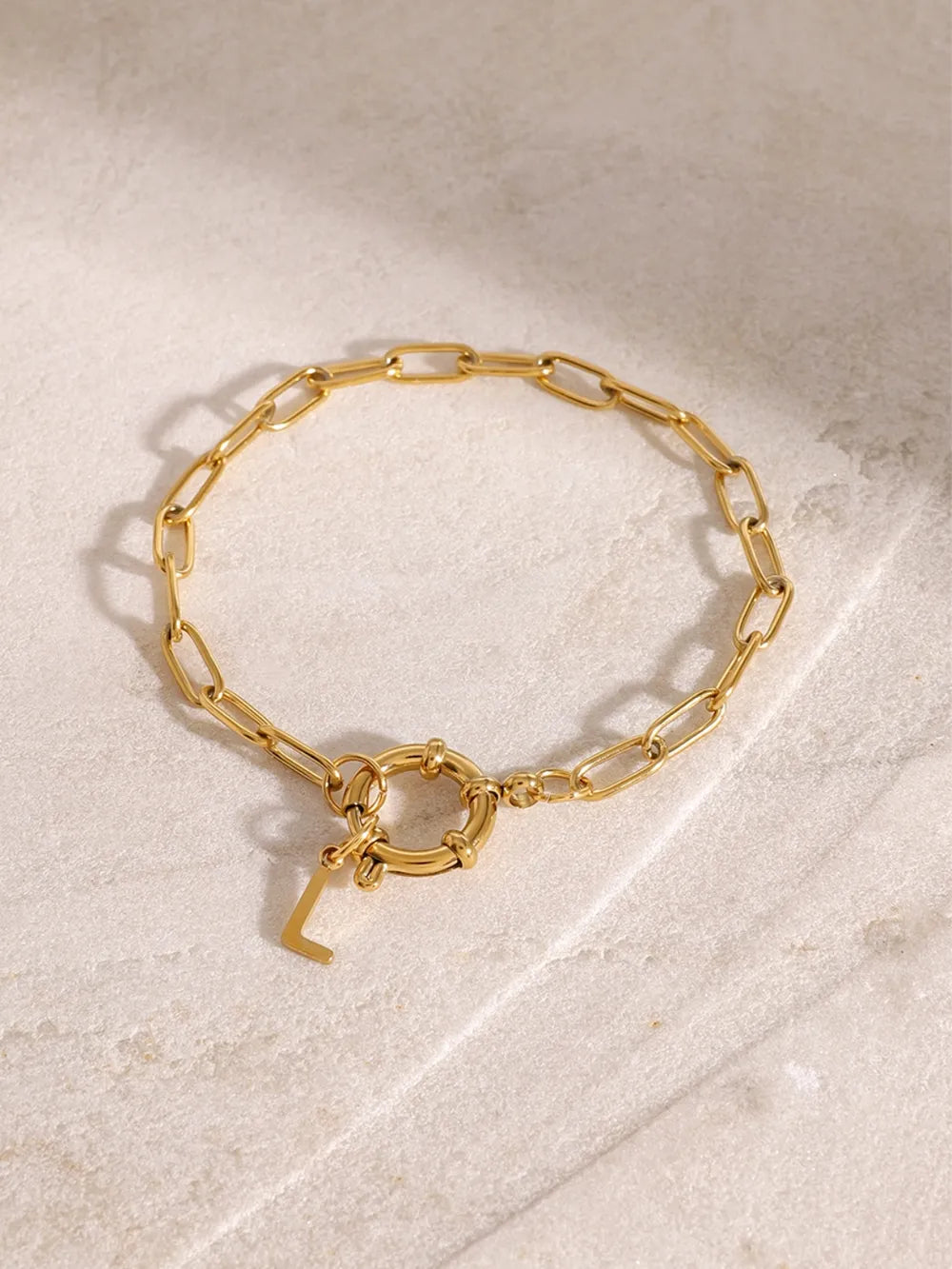 18K Gold-Plated Stainless Steel Letter L Bracelet - alternate jewelry view