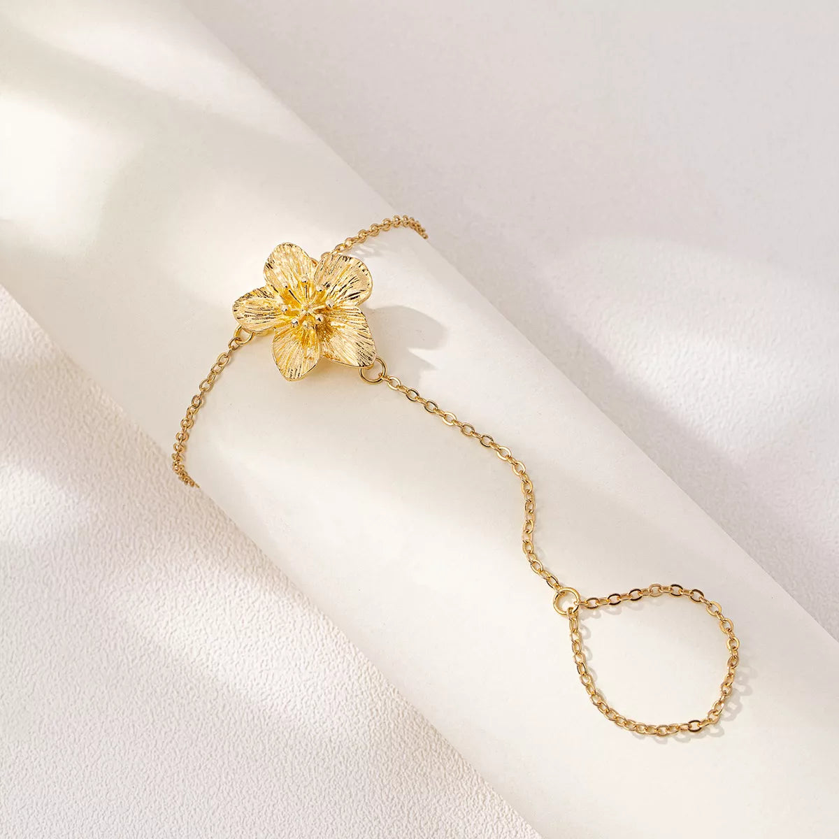 18K Gold-Plated Chain Flower Bracelet - alternate jewelry view