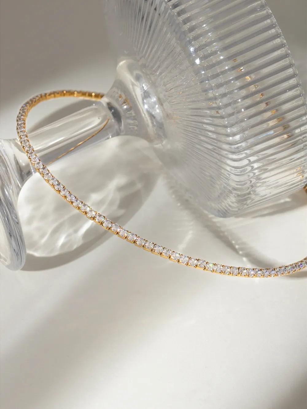 Stainless Steel Inlaid Zircon Necklace - alternate necklace view