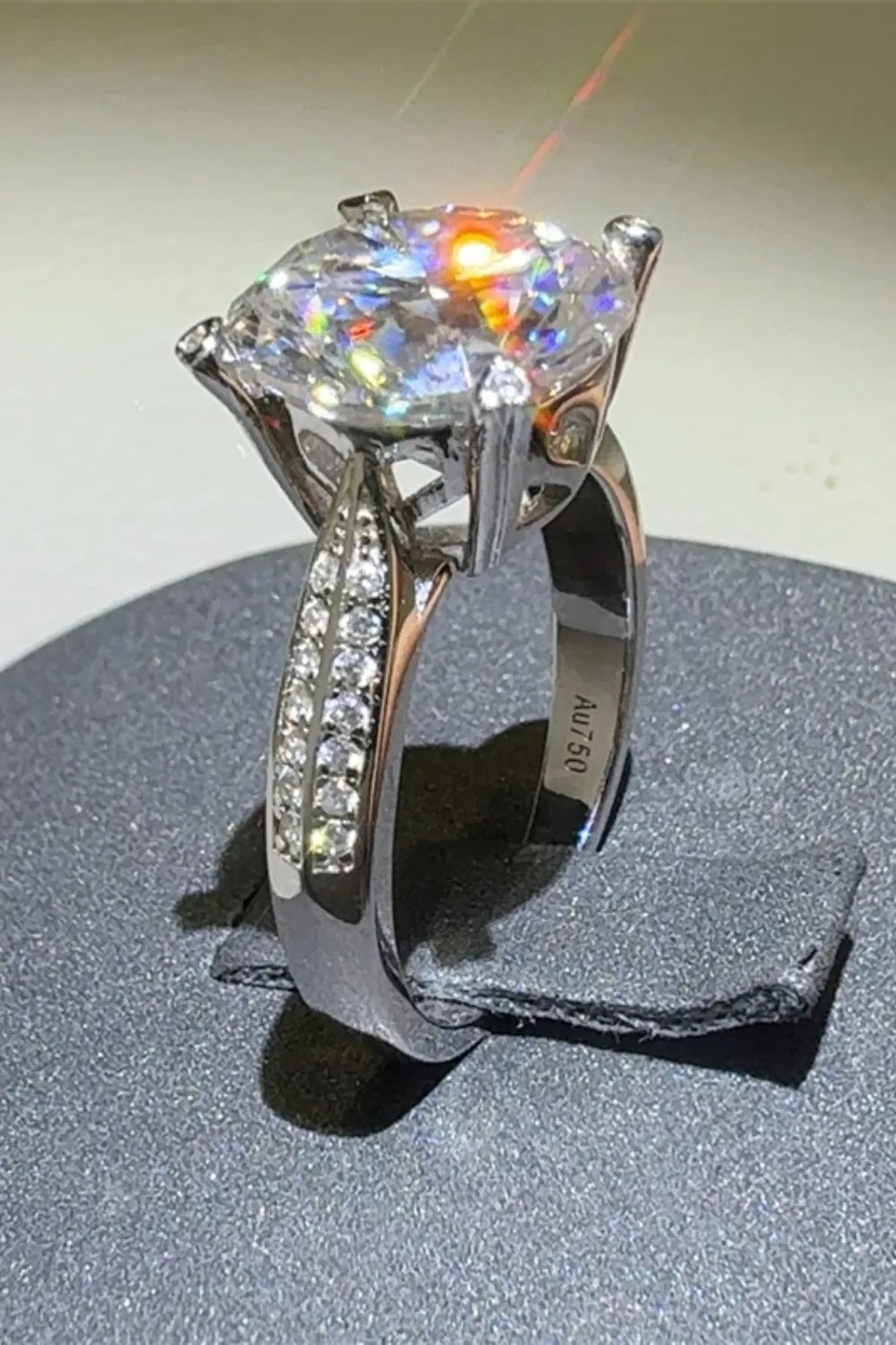 5 Carat Moissanite Sterling Silver Ring in Silver - women's ring