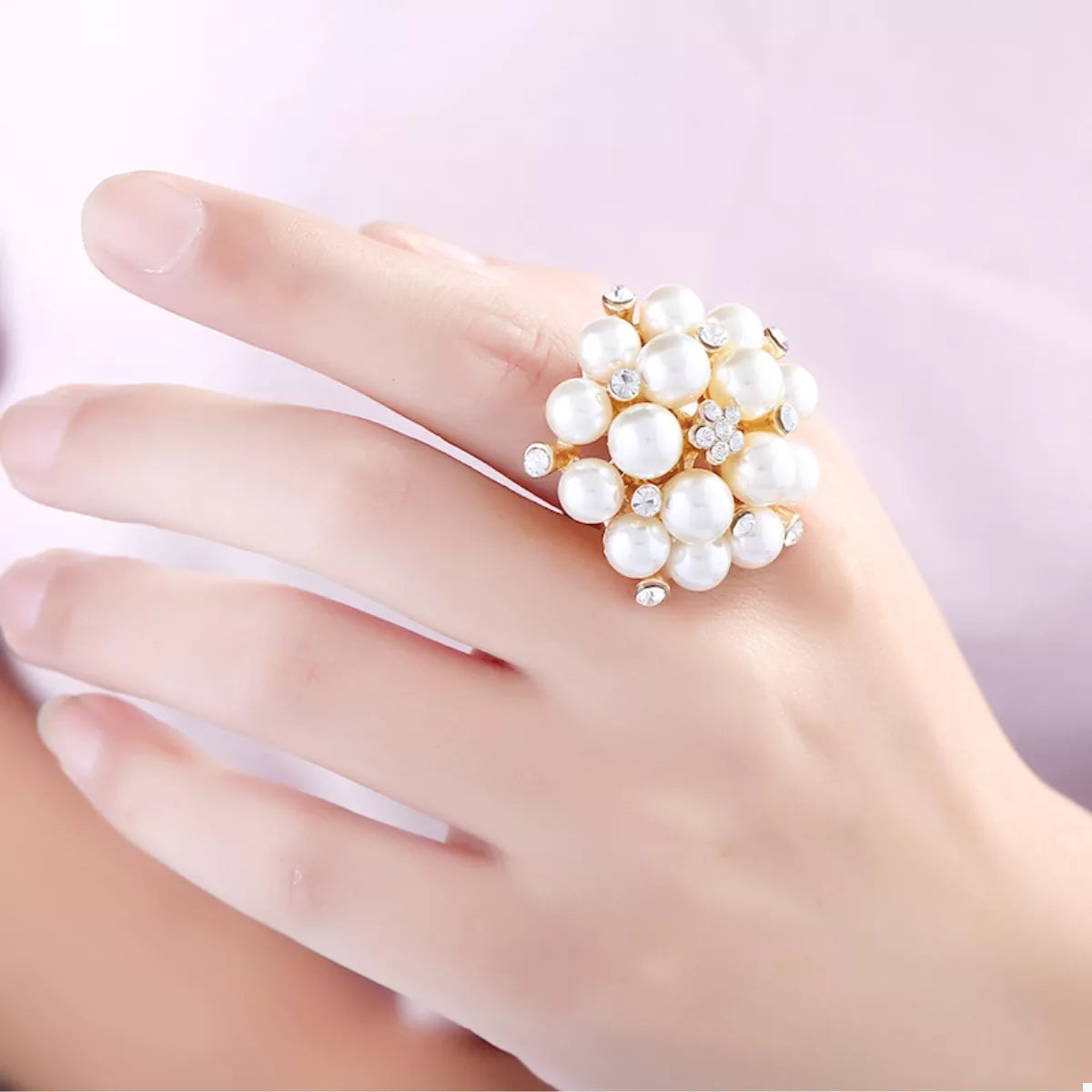 Pearl Cluster Ring in Silver - women's ring