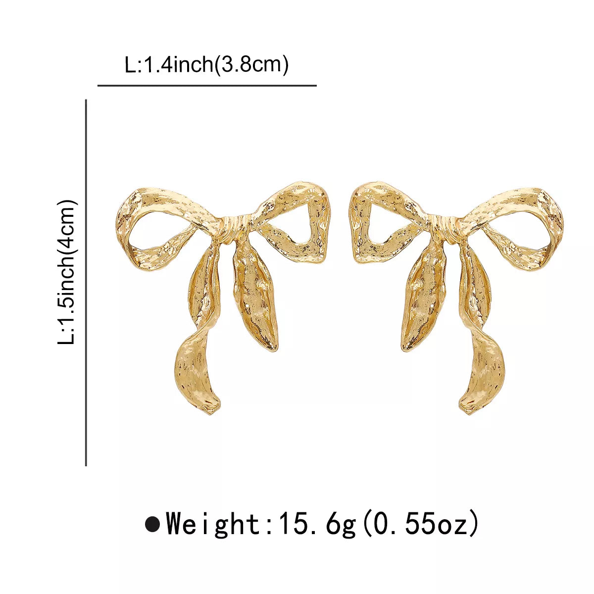 18K Gold-Plated Bow Earrings - alternate earring view