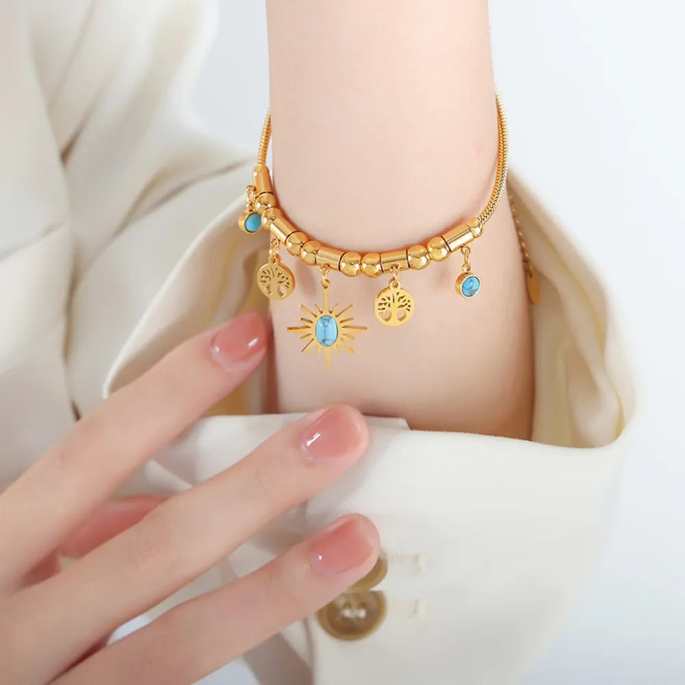 Gold-Plated Titanium Steel Charm Bracelet - alternate jewelry view