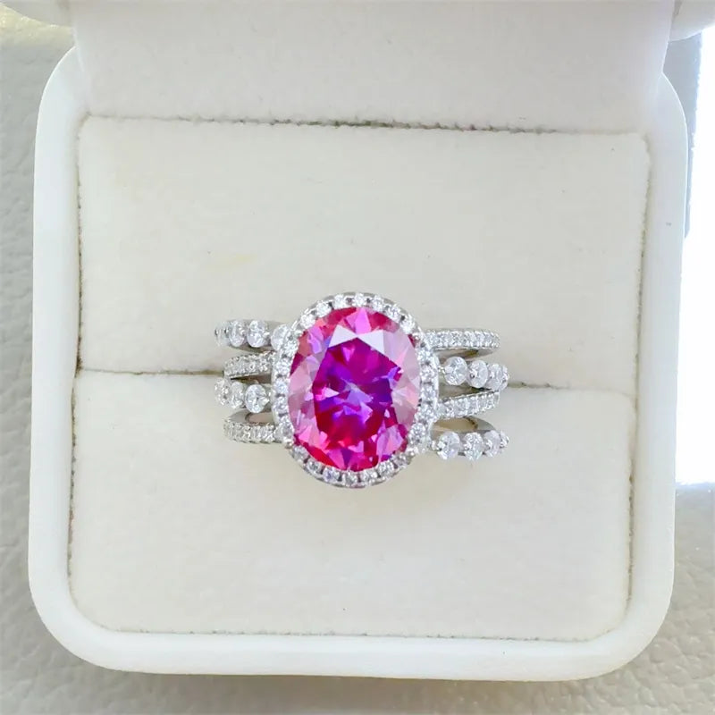 3 Carat Moissanite Sterling Silver Ring in Silver - women's ring