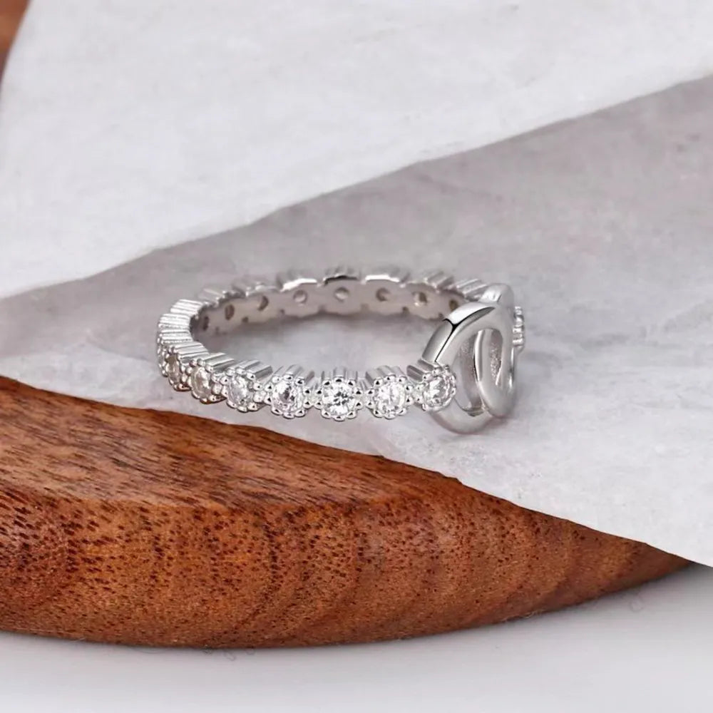 Sterling Silver Zircon Ring in Silver - women's ring