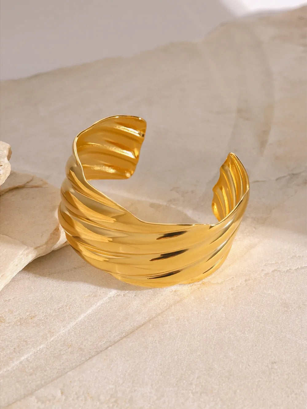 18K Gold-Plated Stainless Steel Open Ring - alternate ring view