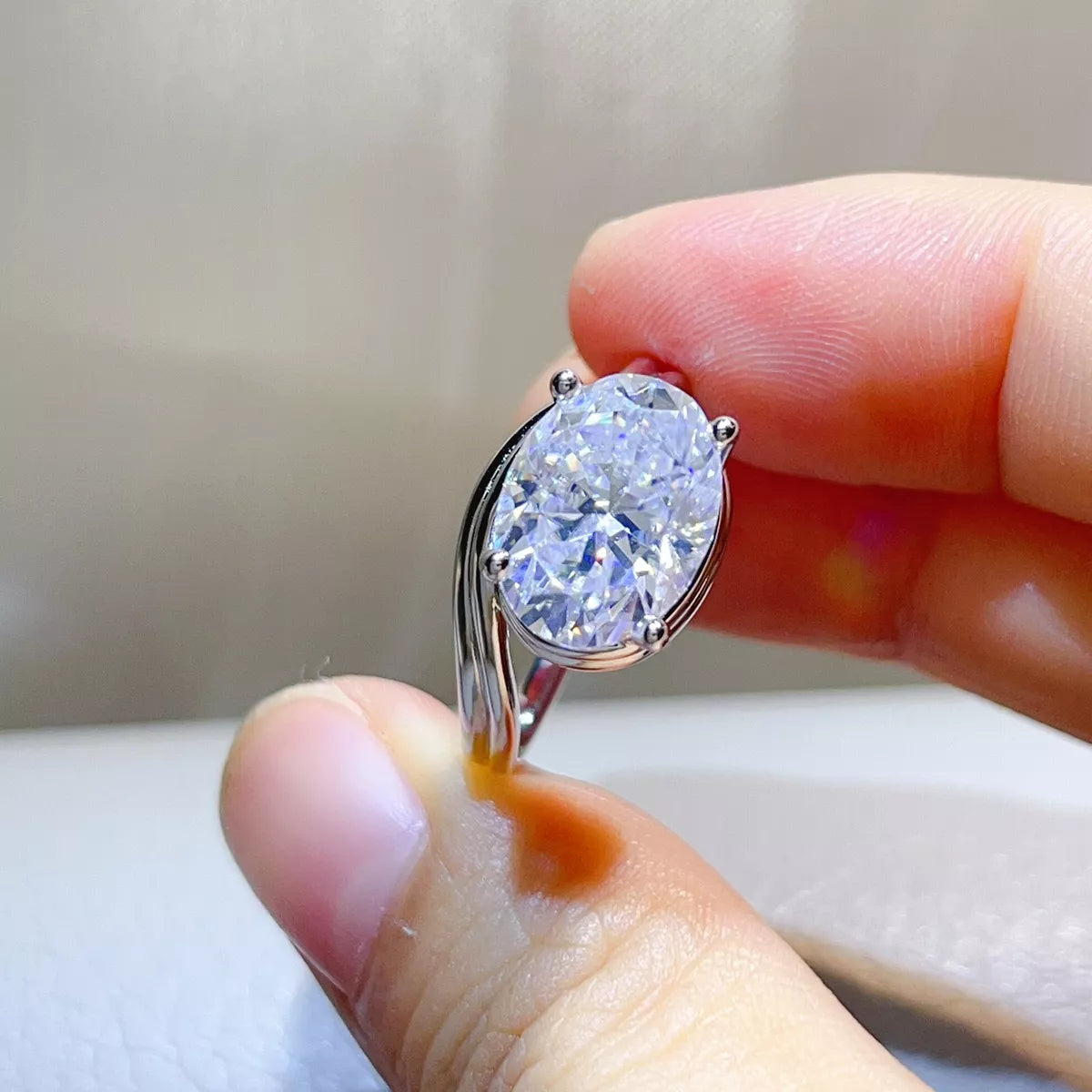 5 Carat Sterling Silver Moissanite Ring in Silver - women's ring