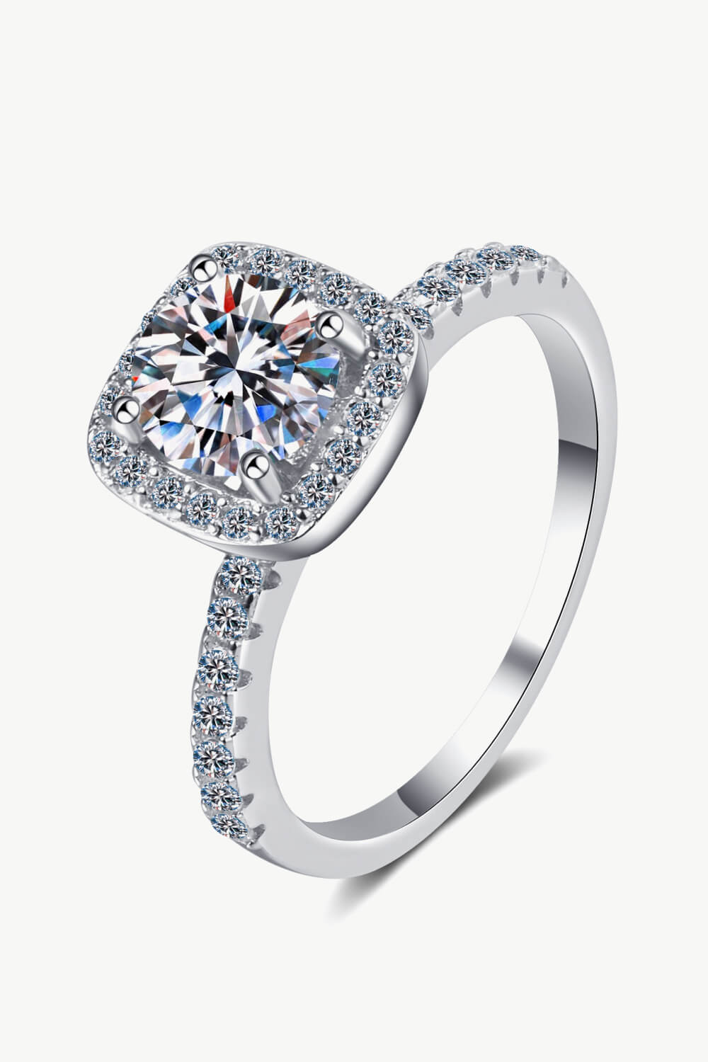 Square Moissanite Ring in Silver - women's ring