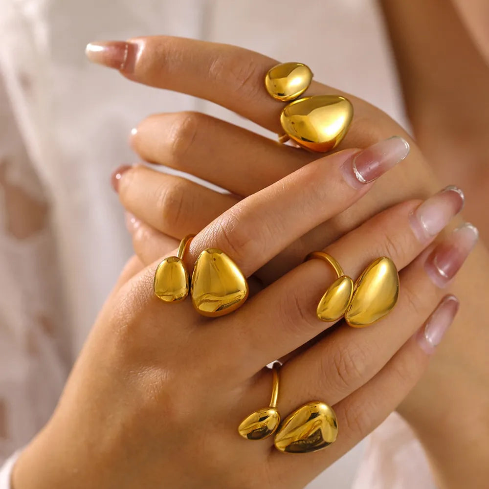18K Gold-Plated Irregular Bypass Ring - alternate ring view