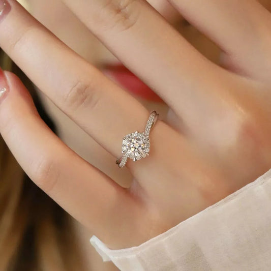 2 Carat Moissanite Sterling Silver Ring in Silver - women's ring