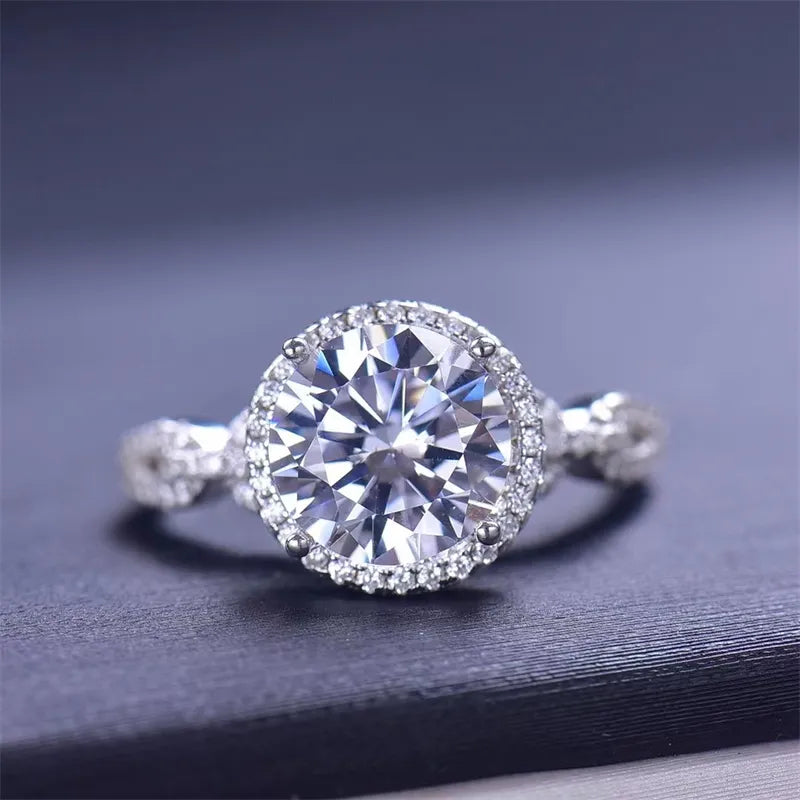 3 Carat Sterling Silver Moissanite Ring in Silver - women's ring