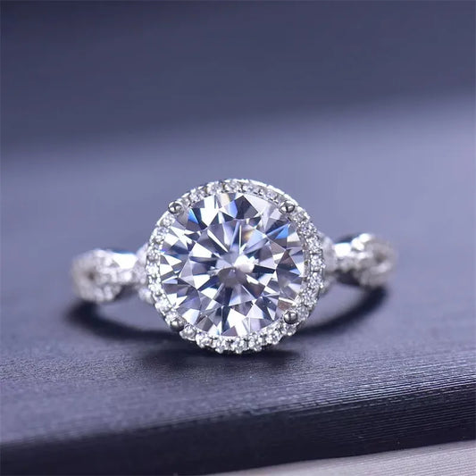 3 Carat Sterling Silver Moissanite Ring in Silver - women's ring