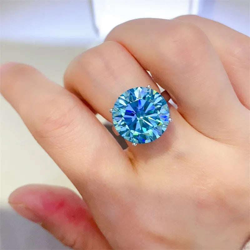 5 Carat Moissanite Sterling Silver Ring in Silver - women's ring